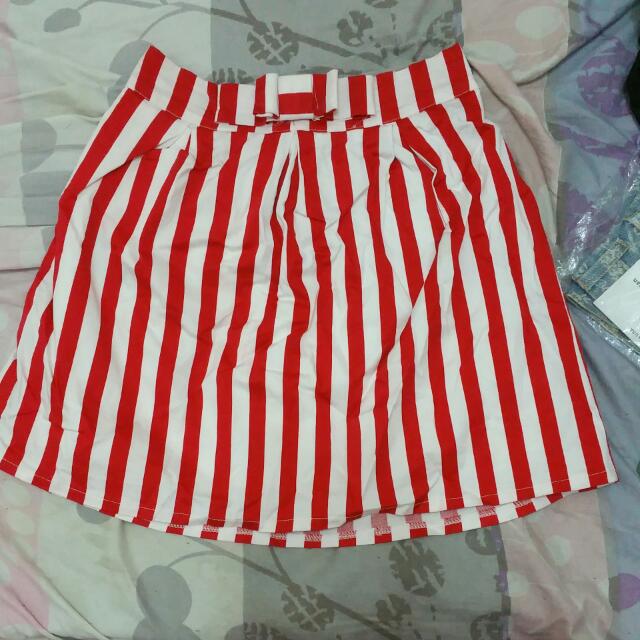 red and white striped skirt