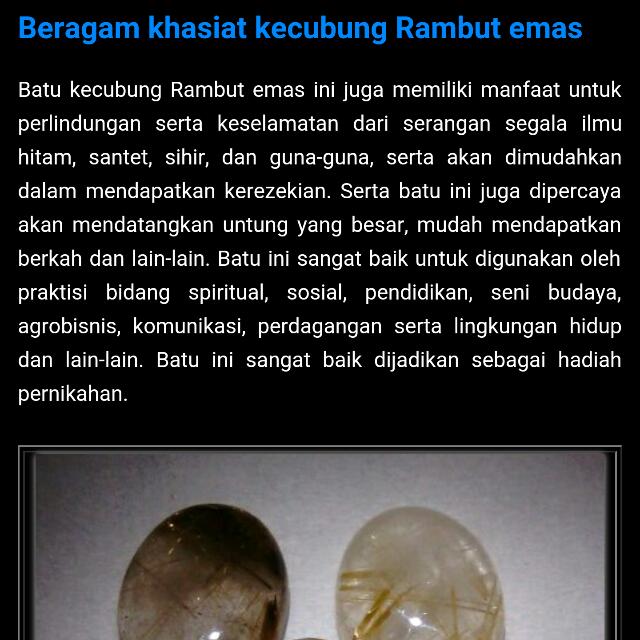 Mengenal Ciri Khas Batu Jarum Emas Batu Cincin