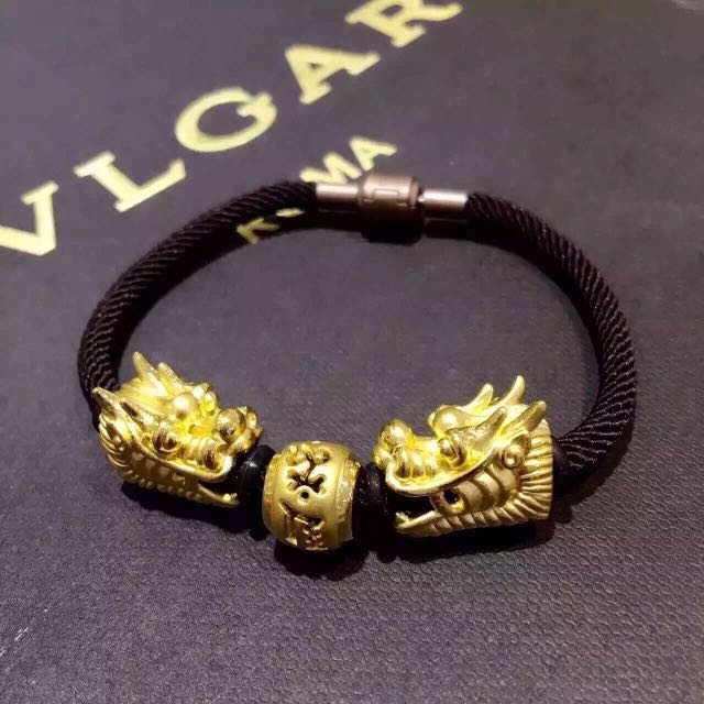 24k Pure Gold Dragon Head Mantra Charm Set Bulletin Board Photo