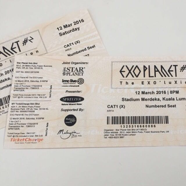 Exo Concert Vip Ticket