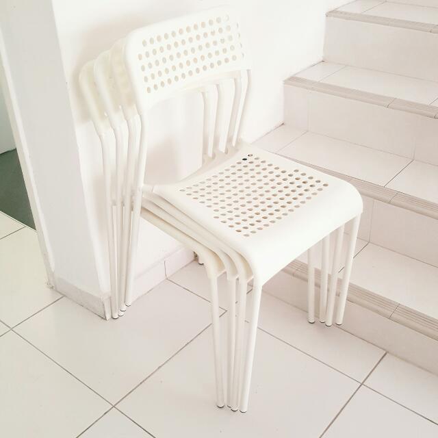 4 Ikea Adde Chairs White Furniture On Carousell