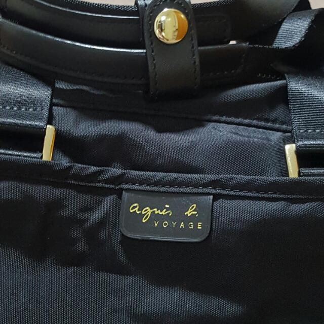 Agnes B. Black Nylon Medium Boston Bag in GHW, Luxury on Carousell
