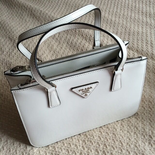 Prada Bag Spazzolato White Leather Bag Brand New N Authentic