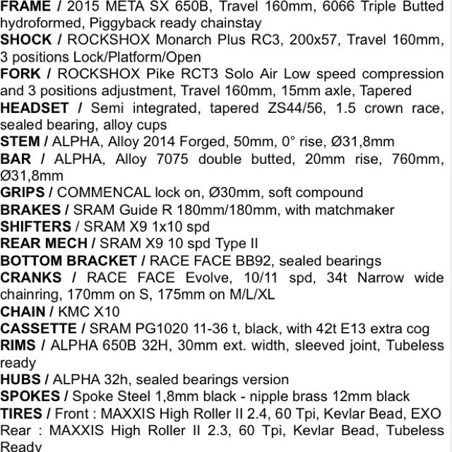 Commencal meta size chart store
