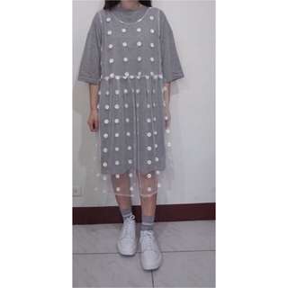 *缺貨中*透明點點刺繡水玉背心裙長版paishop類似款emphasize日系原宿街頭透視森林系連身裙寬鬆