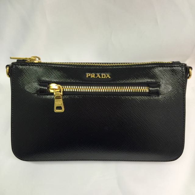 Prada Bandoliera Saffiano Vernic BT0834 Nero Luxury Bags