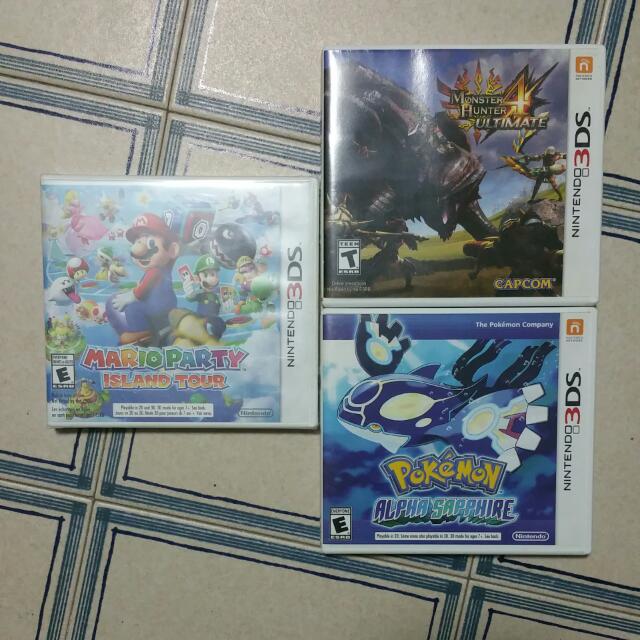 Preowned Pokemon Alpha Sapphire 40 Sold Preowned Monster Hunter 4 Ultimate 40 New Mario Party Island Tour 10 Sold Hobbies Toys Toys Games On Carousell