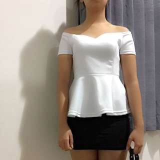 Sabrina Peplum White