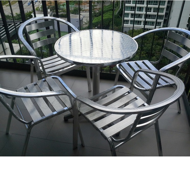 Aluminium outdoor table and chairs, Furniture & Home Living, Outdoor