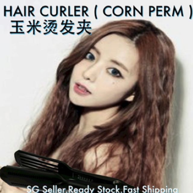 Titanium Plate Hair Crimper Iron Crimping Ceramic Waver Corn Perm Fluffy Long Curly Hair