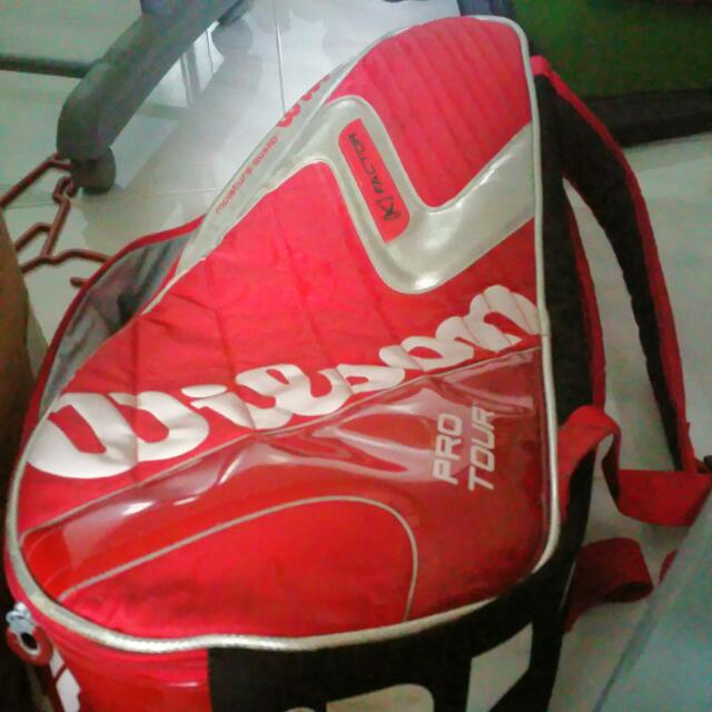 red wilson tennis bag