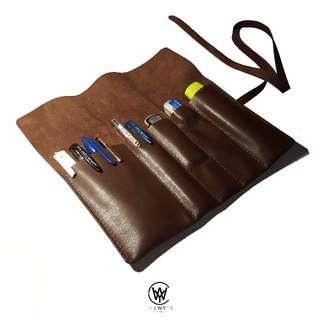 Handmade Genuine Full Grain Leather Roll Up Pencil Case | Handcrafted | Handstitched | D34