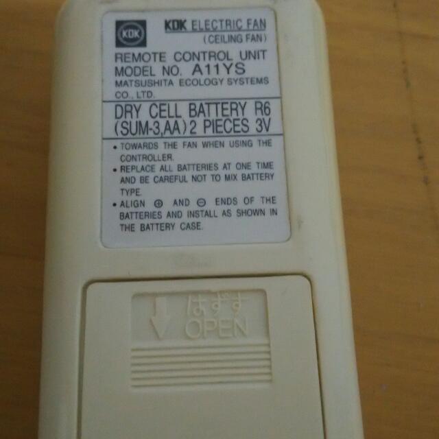 Remote control fo4 KDK A11YS Ceiling fan pending, Furniture & Home