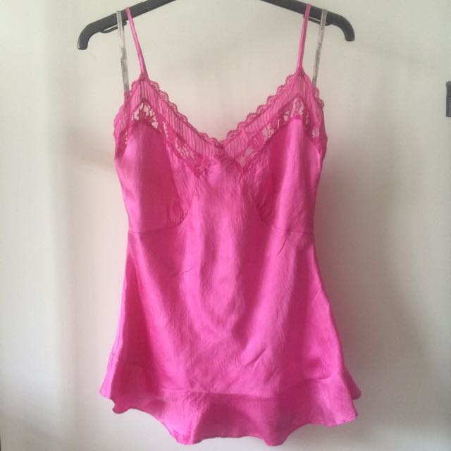 hot pink satin cami