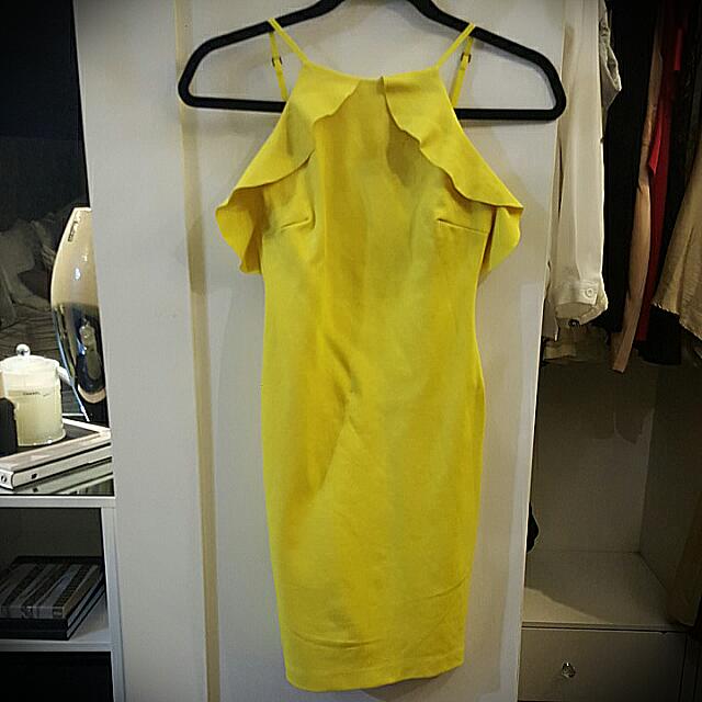 zara trafaluc yellow dress