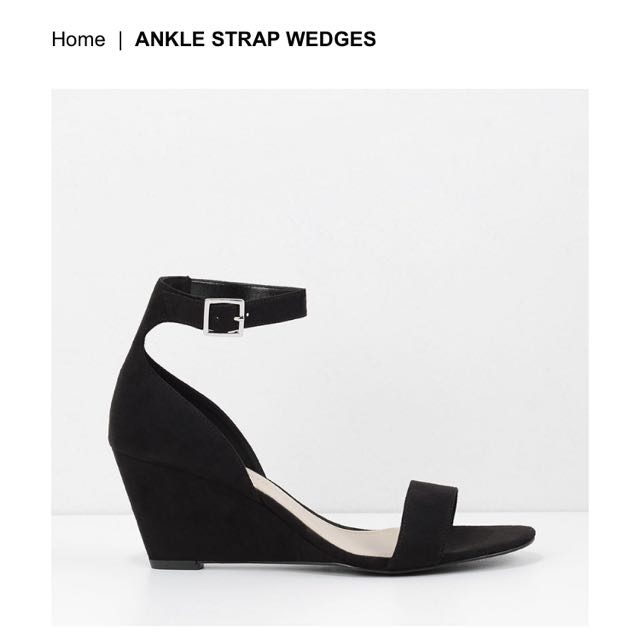 black ankle strap wedges