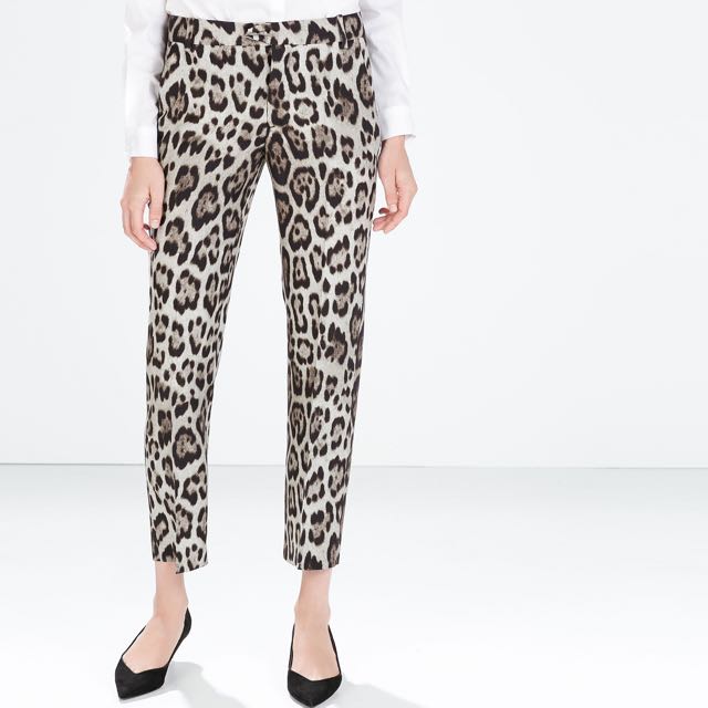 leopard print pants zara