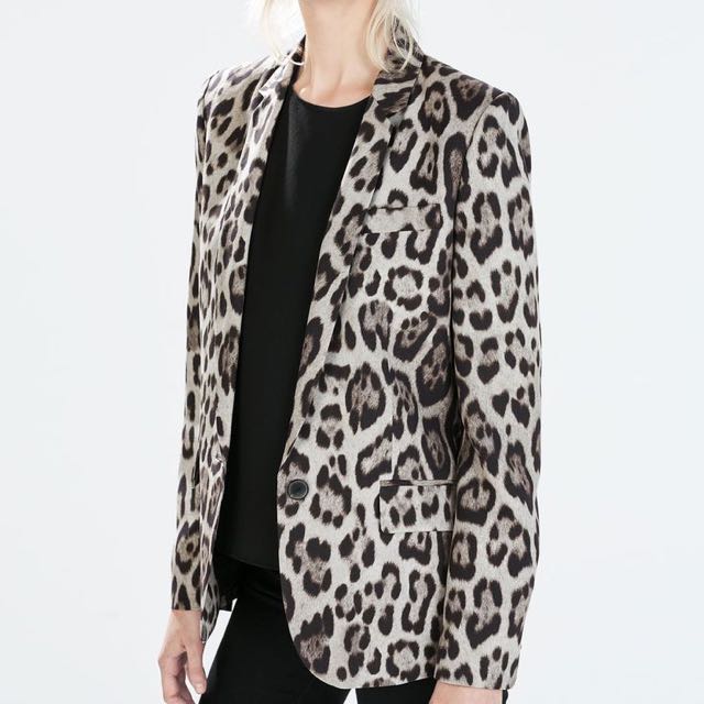zara leopard print blazer
