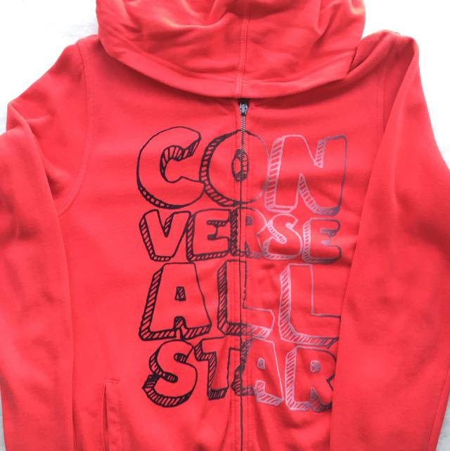 converse zip hoodie red