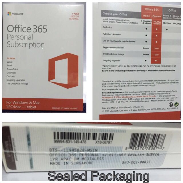 Microsoft Office 365 Personal Subscription For 1 Year, Computers & Tech ...