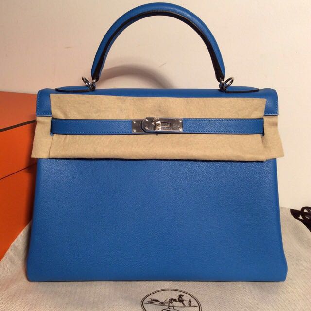 Brand New Hermes Kelly 32 Sellier Blue Sapphire In Epsom PHW, Luxury, Bags  & Wallets on Carousell