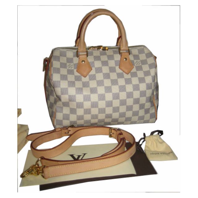 Louis Vuitton Damier Azur Speedy BANDOULIÈRE 25 with long strap (with LV  receipt) N41374, Luxury on Carousell