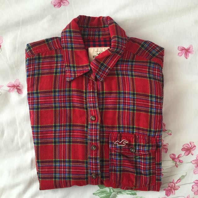 Hollister Red Checkered Shirt Women s Fashion Tops Other Tops on Carousell