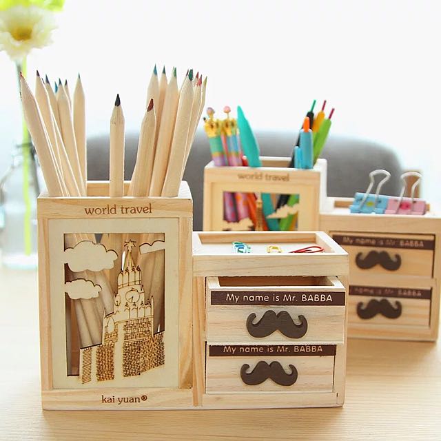 Wooden Stationery Holder Design Craft on Carousell