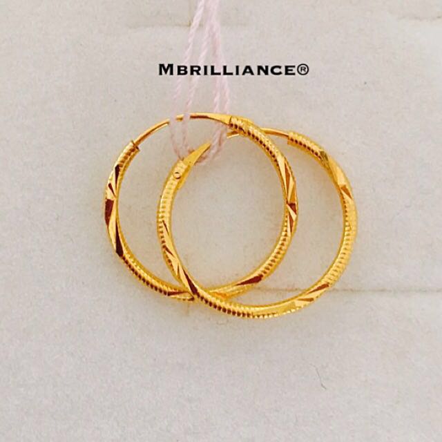 15mm design Bali loop earrings 916 Gold Mbrilliance, Women's Fashion on ...