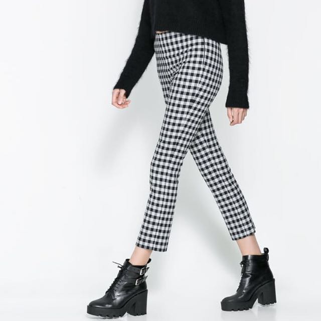 zara checkered pants