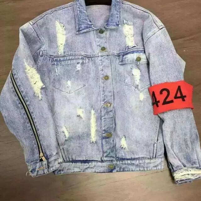 424 distressed denim jacket