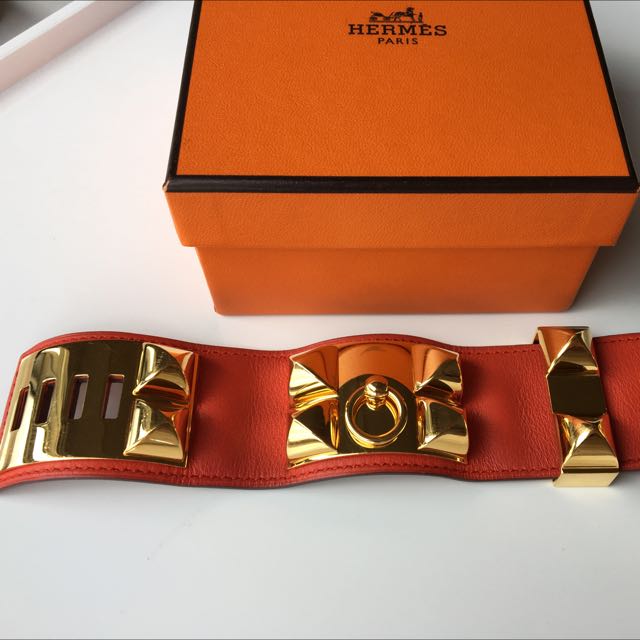 Hermès Capucine Swift Collier de Chien CDC Bracelet