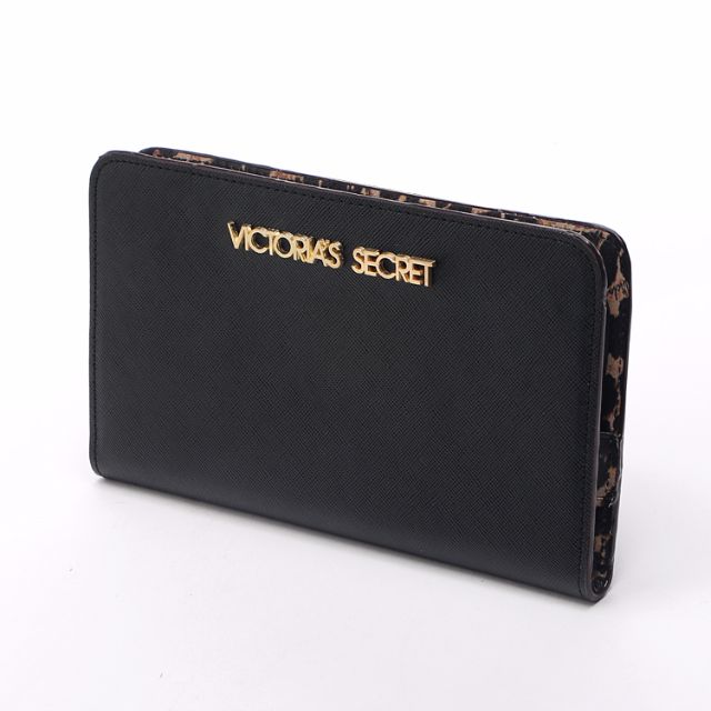 (BLACK) VICTORIA'S SECRET Saffiano Bi-Fold Long Wallet with Leopard ...