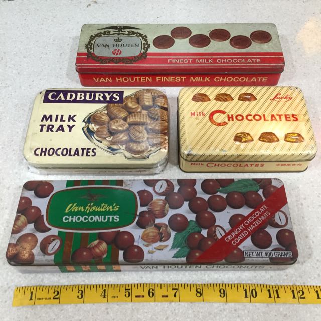 Original Vintage Assorted 60 S 70 S Chocolate Box Tin Cans