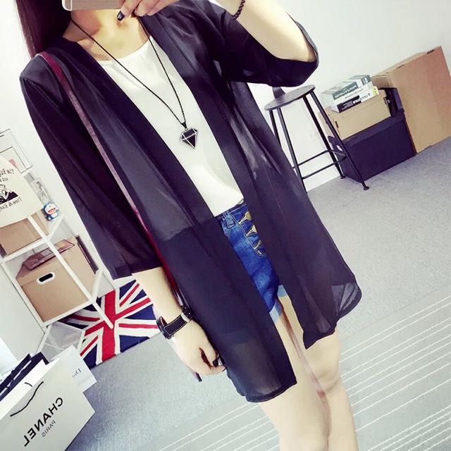 Long Sleeve Chiffon Cardigan Preorder Women s Fashion Tops
