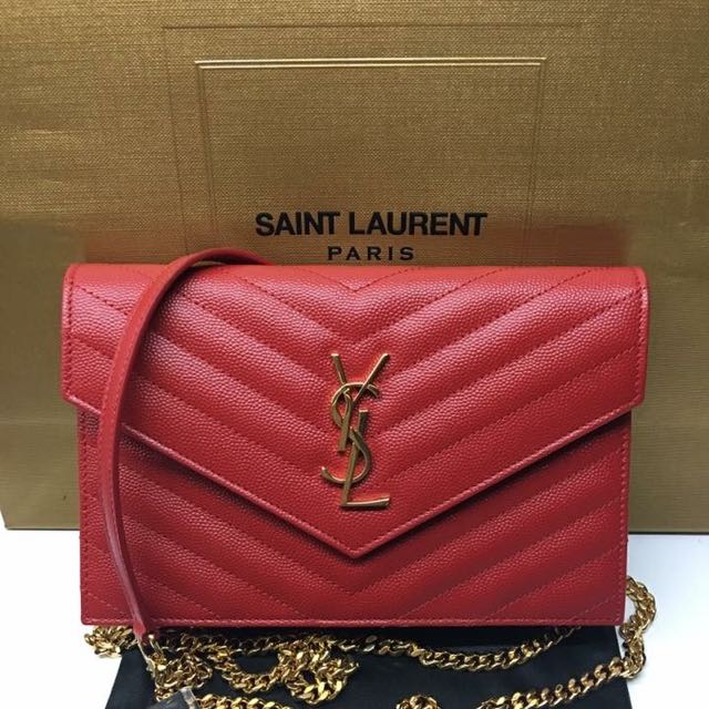 Red ysl wallet on chain new arrivals