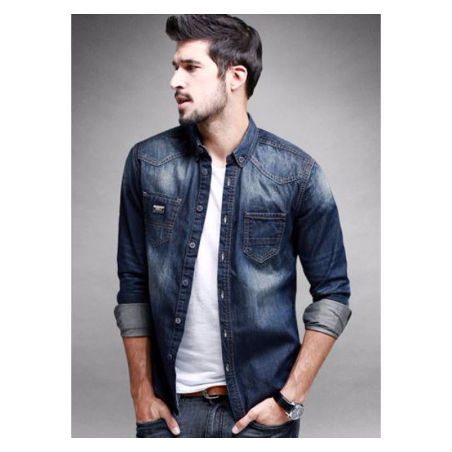 mens denim shirts long sleeve