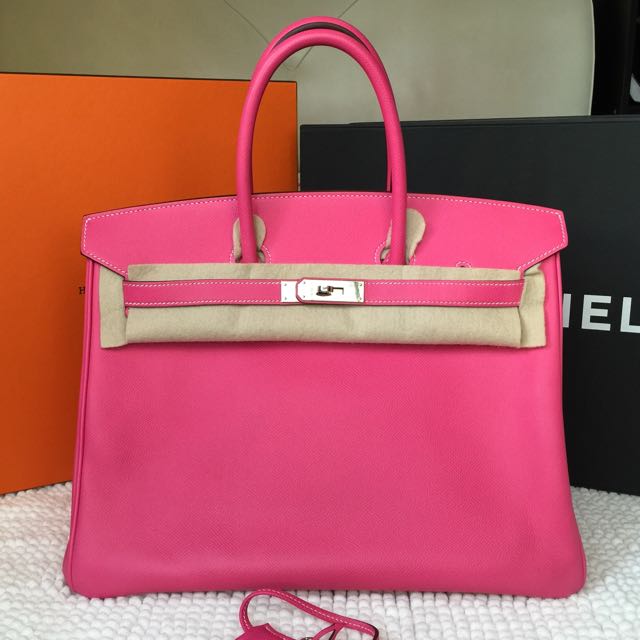 Hermes Birkin 25 Rose Tyrien Epsom Palladium Hardware #O