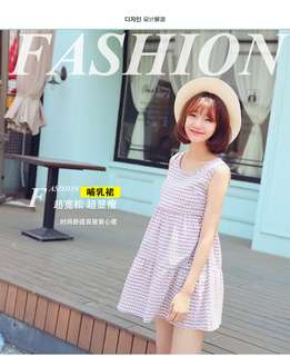 哺乳衣 孕婦裝 嬰兒用品【0328實拍3029_28】O3521 孕婦裝春夏裝時尚長裙哺乳裙夏季純棉碎花無袖背心裙 原　　價 $1,980