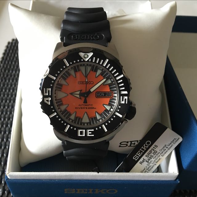 Seiko SRP 315 Orange Monster Diver, Luxury, Watches on Carousell