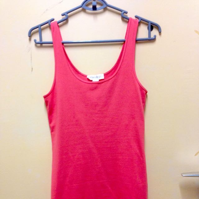 Coral Red Forever 21 Tank Dress Body Con Small Women S Fashion Tops Sleeveless On Carousell