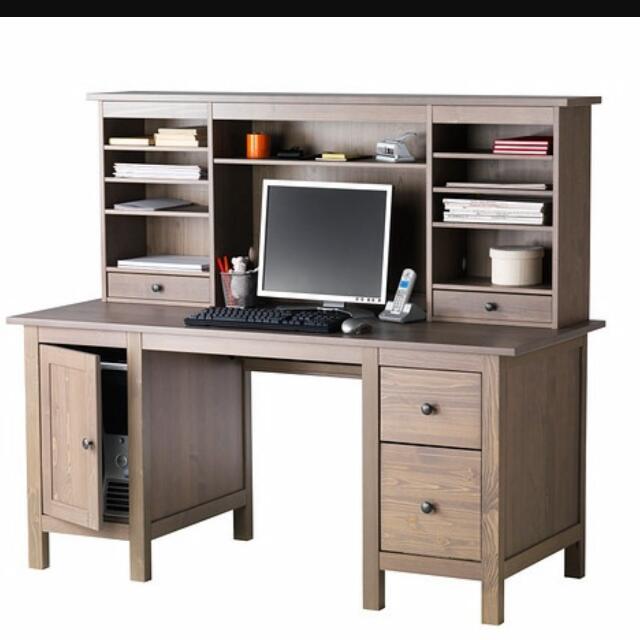 Ikea Hemnes Desk Add On Unit Gray Brown Furniture On Carousell