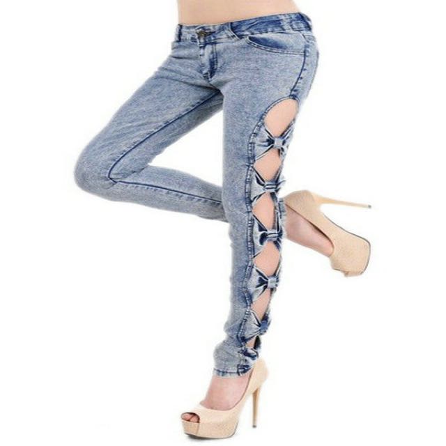 side ribbon jeans