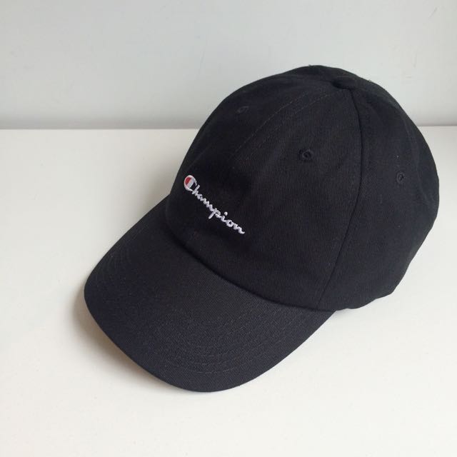 champion 联名 限定款 电绣 草写logo 复古 老帽 弯帽 鸭舌帽 黑色