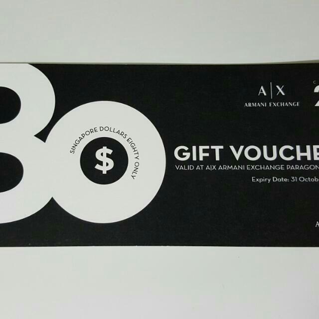 80 ARMANI EXCHANGE GIFT VOUCHER, Tickets & Vouchers, Vouchers on Carousell