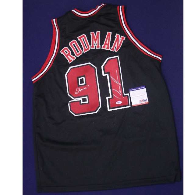 dennis rodman autographed jersey