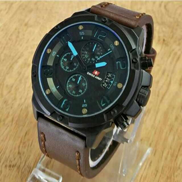 Jam Tangan Swiss Army Diameter 5 Kualitas Ori Box Tali Kulit