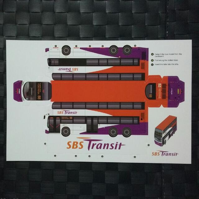 FREE MAILINGBrand New Cardboard Paper Model of SBS Transit Bus