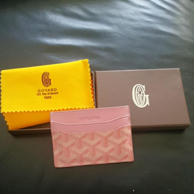 Pink goyard shop card holder