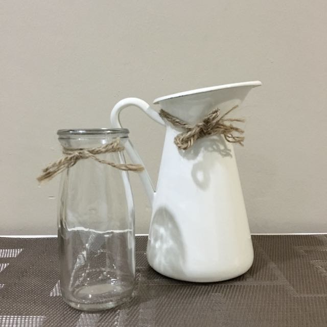 Typo Jug Milk Jar Vase Set Vintage Shabby Chic Furniture On